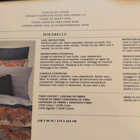 NWT Ralph Lauren King Duvet Cover Mirabelle Red Blue Floral Orange - Picture 5 of 6